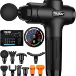 TOLOCO Massage Gun Deep Tissue, Percussion Massage Gun with 10 Replacement Heads, Super Quiet Portable Electric Massager for Athletes, Relax, Black