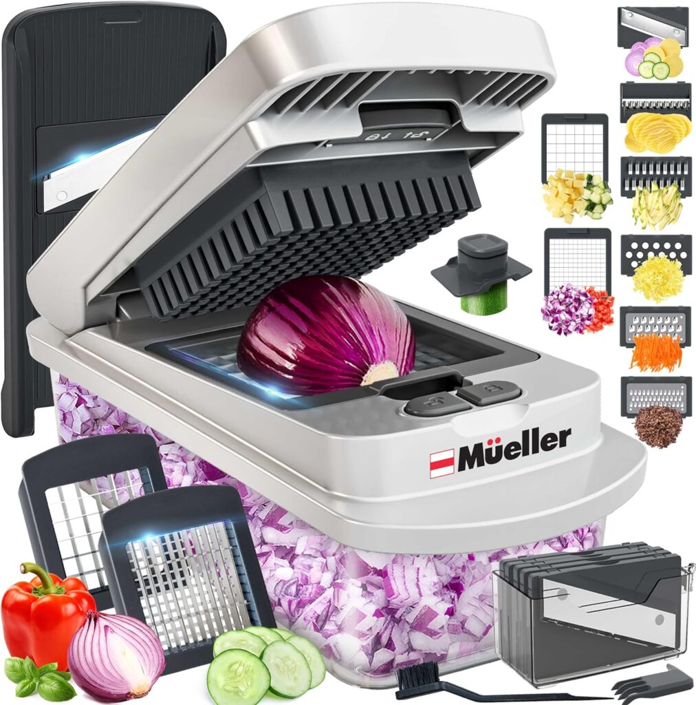 Mueller The Real Original Pro Chopper since 2013 Vegetable Chopper Mandoline Slicer, 8 Blade Food Veggie Chopper Onion Vegetable Cutter with Container, Kitchen Gadgets & Essentials, (10 in 1)