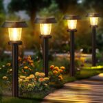 ALEPOD Solar Pathway Lights Outdoor – 8 Pack Solar Powered Garden Lights Waterproof, Decor Landscape Lighting with Three Lighting Modes for Yard, Lawn, Walkway, Driveway, Warm White