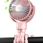 Portable Mini Stroller Fan, Battery Operated Small Clip on, Detachable Flexible Tripod Baby Fan with 3 Speed, Rechargeable Personal Fan for Car Seat Crib Treadmill Travel