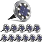 Solar Lights Outdoor 12 Pack, Solar Garden Outdoor Waterproof Pathway Lights Bright In-Ground Light Outdoor Lighting Decor for Lawn, Patio, Yard, Driveway, Step and Walkway White Light