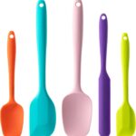 Silicone Spatula Set, 5 Piece Food Grade Rubber Spatulas for Baking, Cooking, and Mixing High Heat Resistant Non Stick Dishwasher Safe BPA-Free (Multicolor)