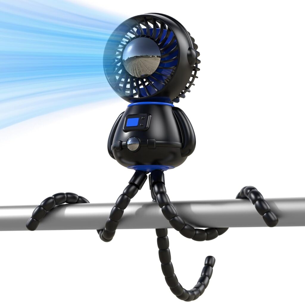 SLENPET Astronaut Portable Stroller Fan, Baby-Safe Clip-on with Detachable Flexible Tripod, Rechargeable Battery-Operated, 3-Speeds, 270° Rotation – Ideal for Car Seats, Cribs, Treadmills, Travel