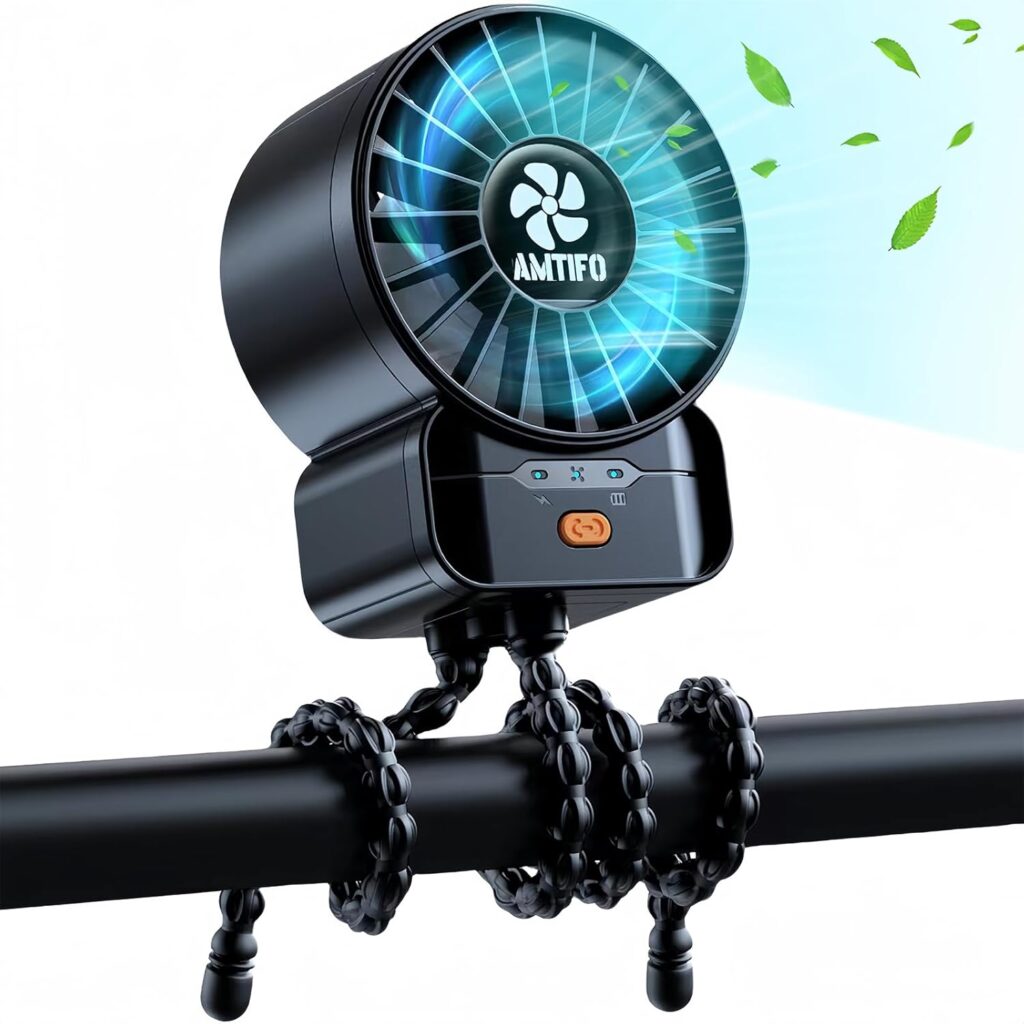 AMTIFO Portable Stroller Fan – 4-Speed Rechargeable USB Fan, Quiet Clip-on Baby Fans for Stroller Crib and Travel – Compact & Battery-Operated Cooling Fans for Baby Comfort on the Go