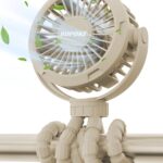 Mini Portable Baby Stroller Fan,3 Speed Personal Handheld Fan,Battery Operated Rechargeable 360° Flexible Tripod Cooling Fan, Suitable for Car Seat Crib Treadmill Golf Cart Travel(Yellow)