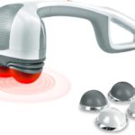 Homedics Back Massager – Heated Automatic Percussion Back, Body and Neck Massager with Dual Pivoting Heads, Interchangeable Nodes, for Shoulders, Legs and Feet, White