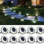 SOLPEX 10 Pack Solar Ground Lights Outdoor Waterproof, Solar Powered Pathway Lights, Landscape Lighting for Garden Walkway Driveway Backyard Decor (Cool White)