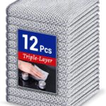 12 PCS 3-Layer Non-Scratch Multipurpose Steel Wire Dishcloths – Reusable Quick-Dry Odor-Free Scrub Cloths for Dishes, Kitchen Cleaning Cloths for Cookware, Sinks, Stove Tops(7.87X7.87)