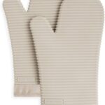 KITCHENAID Ribbed Soft Silicone Oven Mitt 2-Pack Set, 7.5″x13″, Milkshake