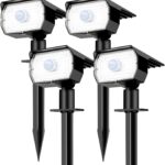 nipify Solar Lights Outdoor Waterproof, Motion Sensor Spot Lights- 4 Pack/56 LED/3 Modes Solar Powered Spotlights 2-in-1 Auto On/Off Landscape Lighting for Outside Yard Wall Garden, Cool White