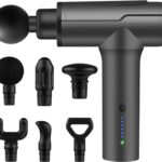 Massage Gun Deep Tissue, Electric Muscle Back Massage Gun, Neck Massager for Pain Relief Handheld Massagers, Percussion Massager with 6 Heads, Birthday Gifts for Women Men (Grey)