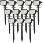 Solar Spot Lights Outdoor Waterproof IP65, 12 Pack Landscape Spotlights with 46 LEDs, 3 Modes Auto On/Off Solar Powered Flood Lights for Outside Pathway, Yard, Garden, Walkway (Cool White)