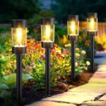 Solar Lights Outdoor, 12 Pack Waterproof Solar Landscape Lighting for Pathway Garden Yard Path Walkway Driveway Lawn Patio Outside Decor, Warm White