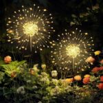 GIGALUMI Garden Decor Outdoor Lights 120LED 2Pack, Solar Garden Lights for Christmas Outside Fairy Firework Decorative,Solar Powered for Yard Pathway Flowerbed Planter Balcony Patio Decor (Warm White