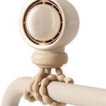 JISULIFE Stroller Fan Baby Large, Safe Bladeless for Crib, Desk, 4000mAh Battery Rechargeable Portable Cooling Fan with Air Turbo Tech, Night Light, Food-Grade Gift for Mom/Dad/Friend – Brown