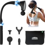 2-in-1 Detachable Muscle Massage Gun Deep Tissue with 20” Extension Handle, Back and Neck Massager for Pain Relief, Handheld Massager for Shoulder Lower Back Leg Waist, FSA-HSA Eligible