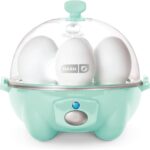 DASH Rapid Egg Cooker: 6 Egg Capacity Electric Egg Cooker for Hard Boiled Eggs, Poached Eggs, Scrambled Eggs, or Omelets with Auto Shut Off Feature – Aqua, 5.5 Inch (DEC005AQ)