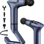 Massage Gun Deep Tissue, 3-in-1 Handheld Back Massager with Long Handle & Strap, 12 Speeds, 4 Heads, Electric Muscle Massager for Pain Relief, Athletes, Gym, Home, Travel Use, Ideal Gift