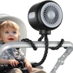 Koonie Portable Stroller Fan with Flexible Tripod, Car Seat fan Clip-on for Infant, Rechargeable Battery Operated Fan with 3 Speeds, Baby Travel Gear for Outdoor Camping, Tent, Crib, Bike, Treadmill