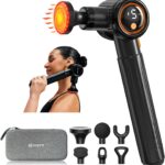 NAPRE Massage Gun with Heat,Massage Gun Deep Tissue with Extension Handle & 3 Adjustable Angles,Handheld Percussion Back Massager for Muscle/Neck/Body Pain Relief with Portable Case,Black