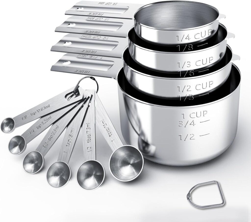 TILUCK Stainless Steel Measuring Cups & Spoons Set, Cups and Spoons,Kitchen Gadgets for Cooking & Baking (10)