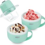 DASH My Mug Ice Cream Maker Machine (Aqua): Multi-Purpose Soft Serve Ice Cream Machine with (2) Bowls for Homemade Gelato, Sorbet, Frozen Yogurt, Built-In Ingredient Chute, Easy to Clean and Store