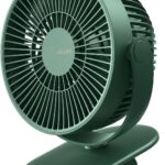JISULIFE Clip on Baby Stroller Fan, 4000mAh Battery Operated, Portable Personal Small, Quiet & Narrow Slot Design, 4 Speeds, Max 14 Hrs, Ideal for Bed, Desk, Car Seat – Dark Green