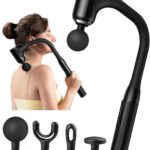 Massage Gun Deep Tissue – Back Massager for Pain Relief Deep Tissue with Extended Handle, 12MM Percussion Less-Shock Neck/Foot/Leg/Shoulder Massager, Infinitely Adjustable Speed & 4 Replaceable Heads