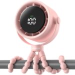 AMACOOL Baby Stroller Fan, Rechargeable Portable Clip on Fan, 17H Cooling with 5 Speeds, LED Display, 360°Rotate Personal Cooling Fans for Car Seat, Crib, Travel, Camping, Gifts for New Parents