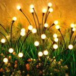 Solar Lights Outdoor(4 Pack, 32 LEDs), ASMAD Solar Garden Lights, Outdoor Decorations, Firefly Light for Patio Decor, Big Bulb, Unique Gifts for Women, Gifts for Grandma