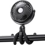 Portable Stroller Fan – 5000mAh Rechargeable Battery with Flexible Tripods, 360° Pivot, 20 Hrs Runing, Personal Fan for Cooling Outdoor Travel Beach Umbrella Wagon Crib Treadmill Car