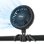 Nuby 3-Speed Stroller Fan with Adjustable Legs – Stroller Accessories – Summer Travel Essentials – Ideal for Car Seats and Play Yards – Black