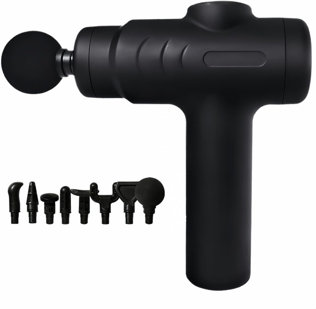 Massage Gun Deep Tissue, Percussion Massager for Back and Neck with 5 Speeds, Cordless Muscle Massager for Pain Relief with 8 Heads, Type-C Charging, Travel Size, Best Gifts