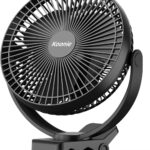Koonie 10000mAh Clip on Fan Rechargeable, 8-Inch Battery Operated Desk Fan, USB Fan, 4 Speeds, Strong Airflow, Sturdy Clamp for Golf Cart Office Desk Outdoor Travel Camping Tent Gym Treadmill,Black