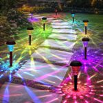 Solar Lights Outdoor Waterproof 12 Pack Solar Pathway Lights Color Changing Outdoor Lights for Garden Yard Patio Driveway Walkway Lawn Halloween Christmas Landscape Decor