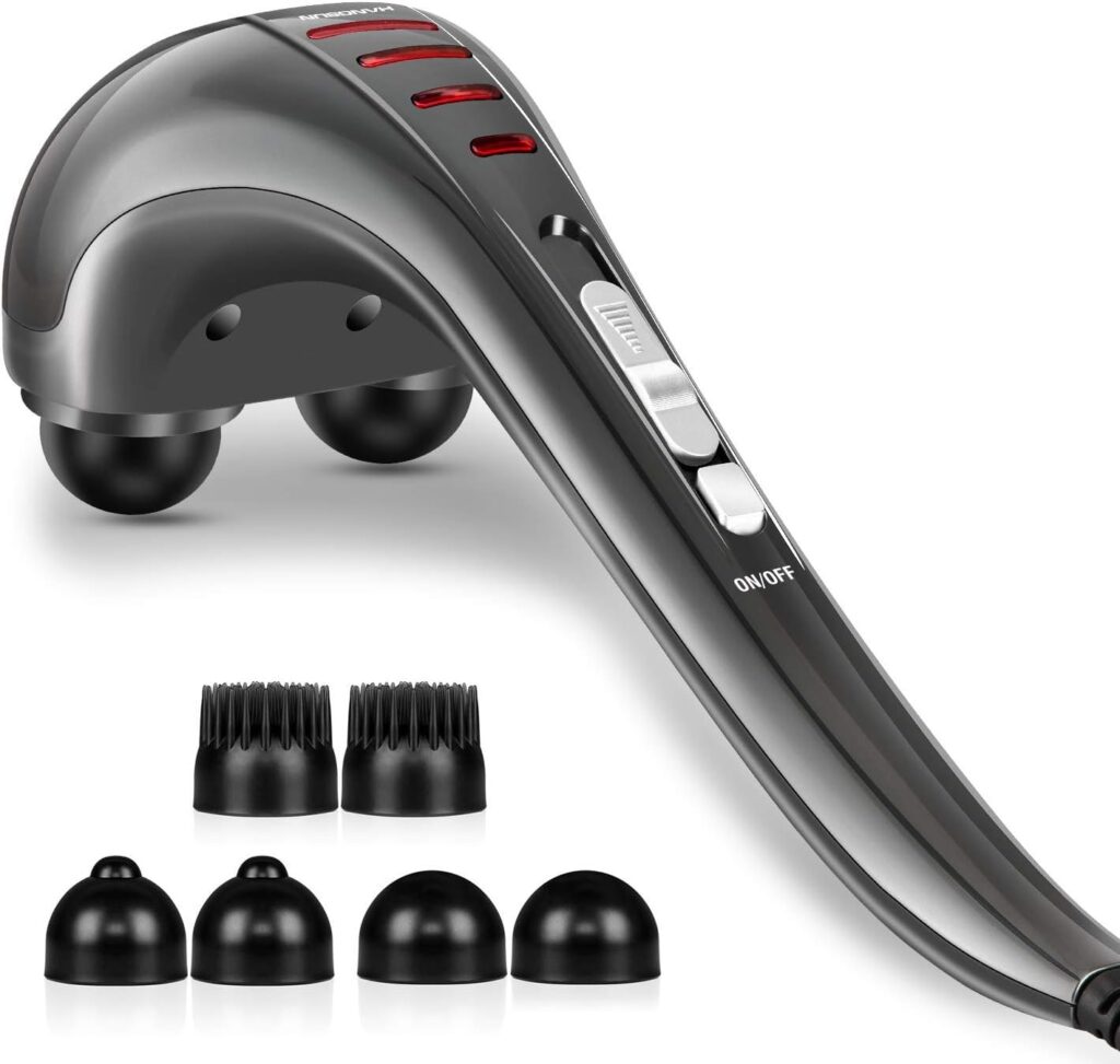 HANGSUN Handheld Neck Back Massager for Pain Relief Deep Tissue, Electric Double Head Percussion Massage MG460 for Shoulder, Leg, Foot, Muscles, Full Body