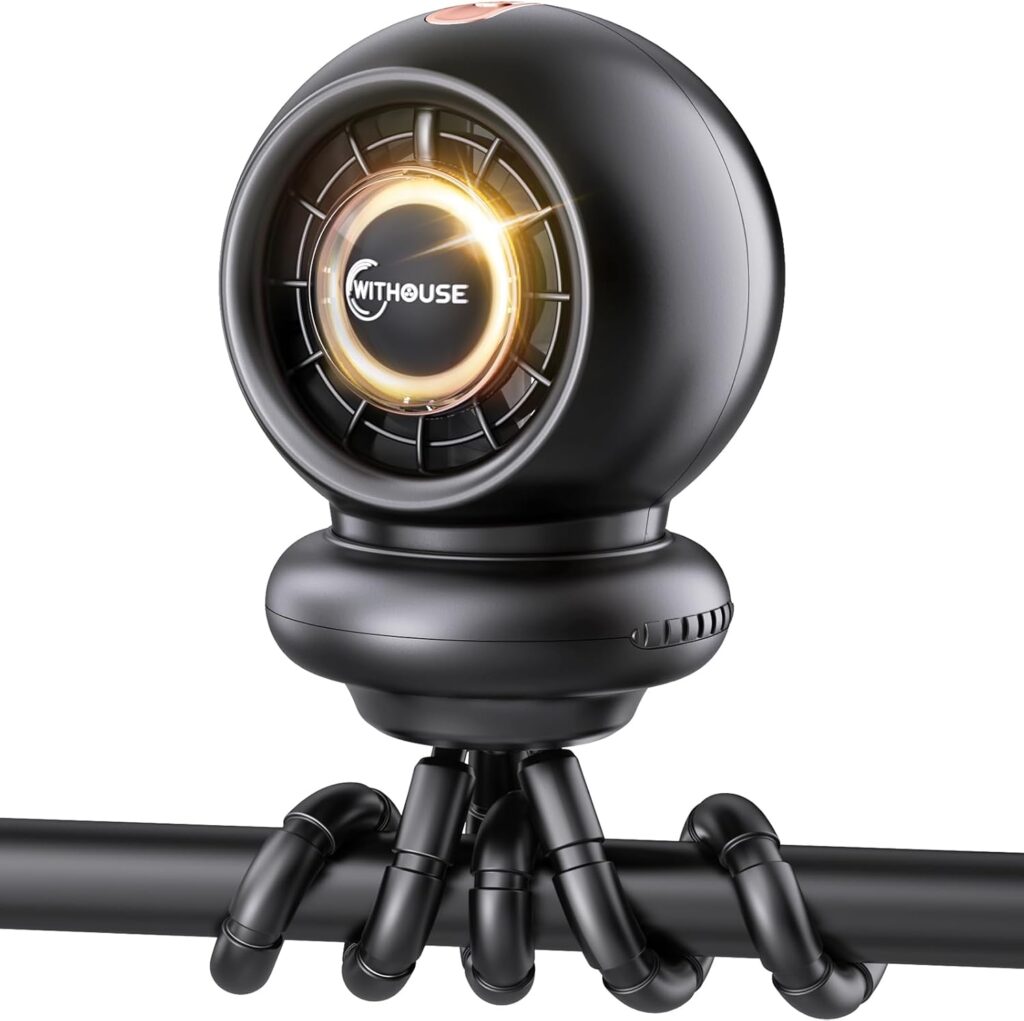 Stroller Fan, Battery Operated Baby Stroller Fans, 8000mAh Rechargeable Fans, 75° Auto Oscillation Portable Fan, 5-12H Runtime, 4 Speeds Wind, Detachable Base & LED Display