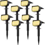LANSOW Solar Spot Lights Outdoor, [8 Pack/76 LED] 2-in-1 Solar Landscape Spotlights, 3 Modes IP65 Waterproof Dusk to Dawn Solar Powered Flood Wall Lights for Outside Yard Garden Pathway(Warm White)