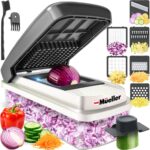 Mueller Vegetable Chopper Mandoline Slicer, Food Veggie Chopper, Cheese Grater, Onion Vegetable Cutter with Container, Dicer, Kitchen Gadgets & Essentials, White Sand/Grey