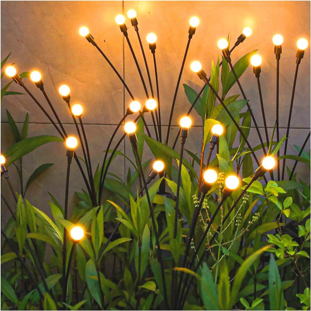 TONULAX Solar Garden Lights – Upgraded Solar Swaying Light, Sway by Wind, Outdoor Lights, Yard Patio Pathway Decoration, High Flexibility Iron Wire & Heavy Bulb Base, Warm White (4 Pack)