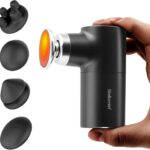 Mini Massage Gun Deep Tissue, Portable Hand Held Massager Gun with Heat, Portable Percussion Muscle Massager with 4 Massage Heads for for Dad, Office, Home, Athletes