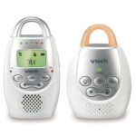VTech Communications DM221 Audio Baby Monitor with up to 1,000 ft of Range, Vibrating Sound-Alert, Talk Back Intercom & Night Light Loop, White/Silver