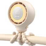 Dreamegg Portable Stroller Fan – 4000mAh Rechargeable Baby Stroller Fan With LED Display, Night Light, Hidden Blade, Detachable 4 Speed 360°Rotate, Handheld Cooling for Crib,Travel, Car Seat, Bedroom