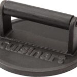 Cuisinart 6.5″ Cast Iron Smashed Burger Press, Round Flat Edge Grill Press for Crispy Smash Burgers, Burger Tool for Grill and Griddle Accessories, for BBQs and Tailgates