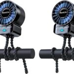 2 Pack Multifunctional Portable Stroller Fan 4 Speed 6600rpm High Speed Usb Rechargeable Personal Mini Handheld Fan Extended Tripod For Desktop Winding Kids Bed Treadmill Bike Golf Cart Outdoor Travel