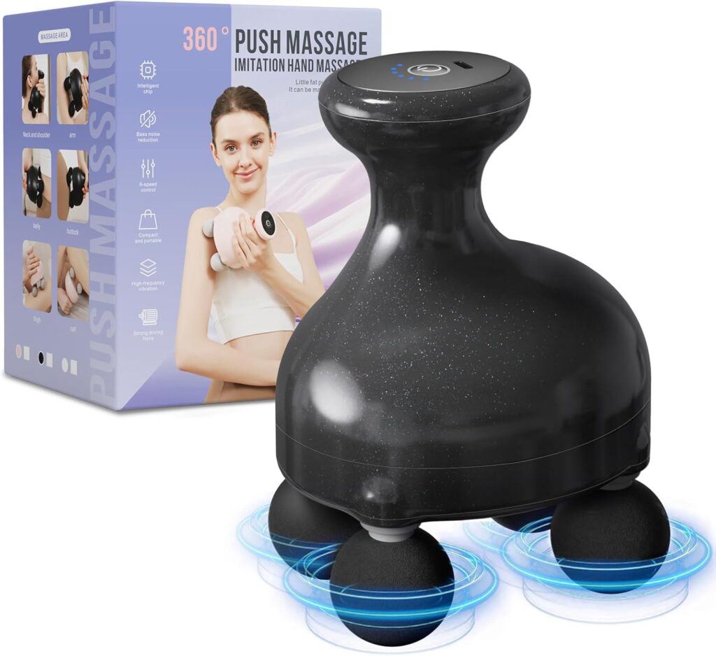 DEITY 4 Heads Handheld Massage Gun Deep Tissue, Electric Body Massager, Percussion Muscle Massager for Easing Shoulder and Back Tension, Perfect Gifts for Man Women, Black