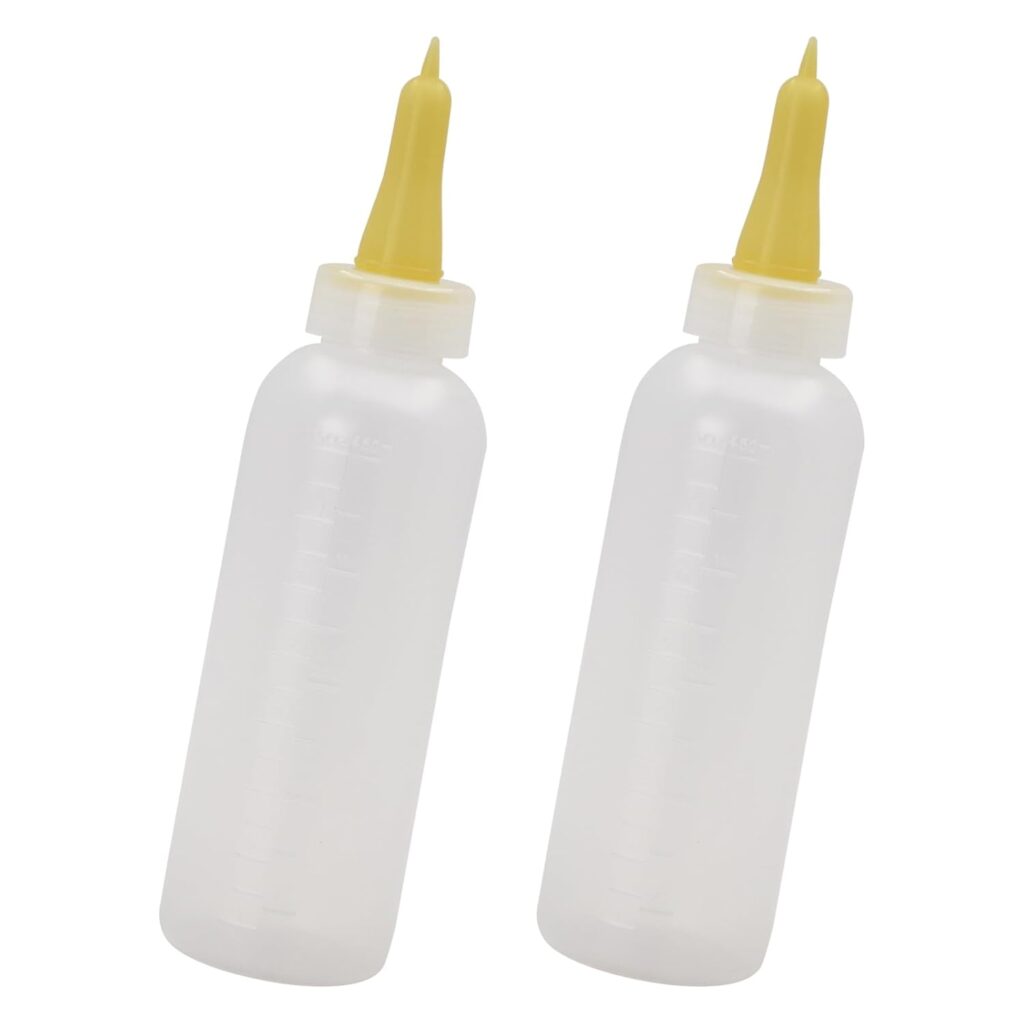2PCS 450ML Animal Feeding Bottle with Clear Screw-on Nipple Nursing，Teat Feeder Detachable Goat Calf Bottle Feeding for Sheep Lambs Piglets Cow