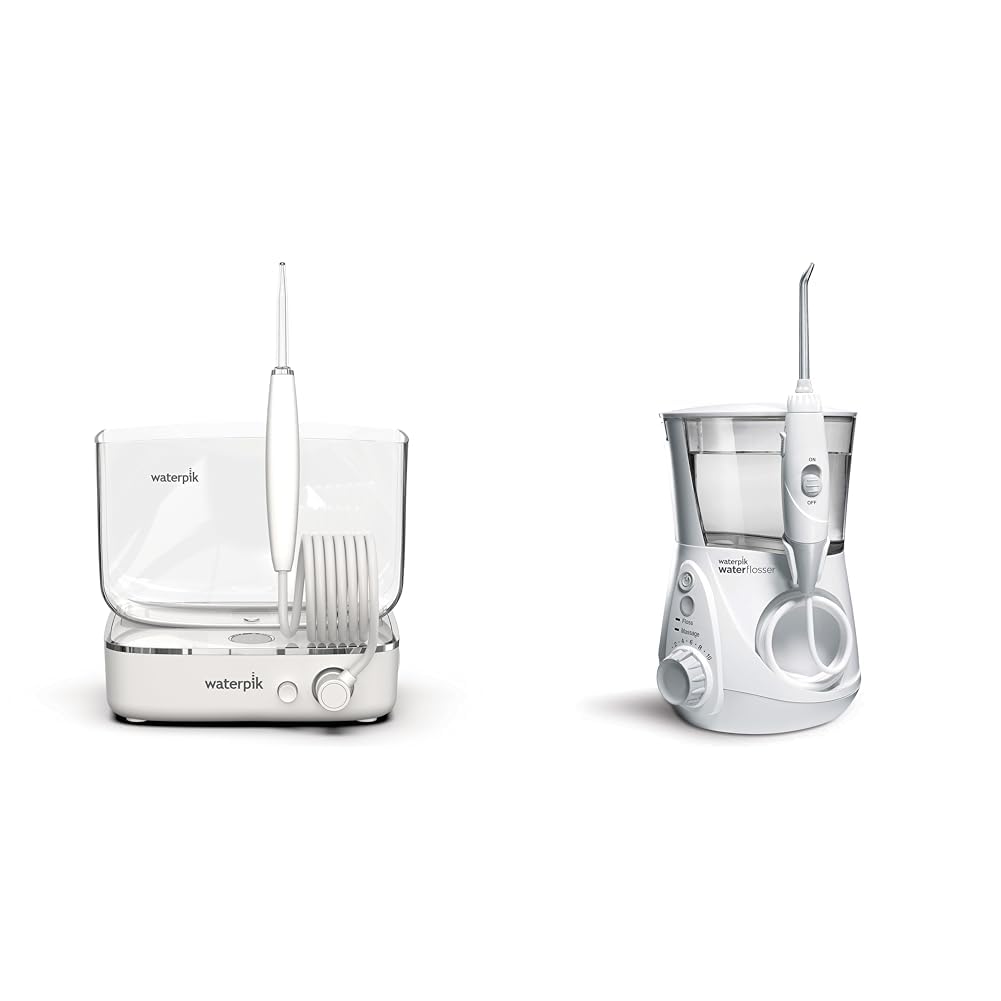 Waterpik Sidekick Portable Water Flosser Perfect for Travel & Home, White/Chrome & Aquarius Water Flosser Professional for Teeth, Gums, Braces, Dental Care