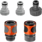 GARDENA (18270-81) 5-Piece Quick Connect Hose Fittings: Garden Hose Quick Connect Kit for 5/8 Inch or 1/2 Inch Hose – Quickly Connect Garden Hoses, Sprinklers, Spray Nozzles, and Accessories.
