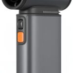 JISULIFE Portable Handheld Turbo Fan, 100 Speeds Adjustable Mini Personal Fan, 9000mAh USB Rechargeable Battery Operated, LED Display, Metal Shell with Accessories Gifts for Men Women Travel- Grey